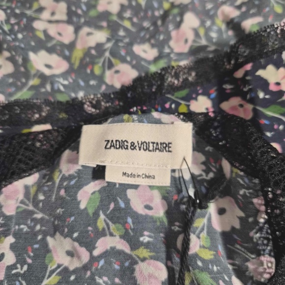 Zadig & Voltaire NWT Christy Anemone Floral Print Racerback Coquette Lace Tank L - Picture 8 of 12